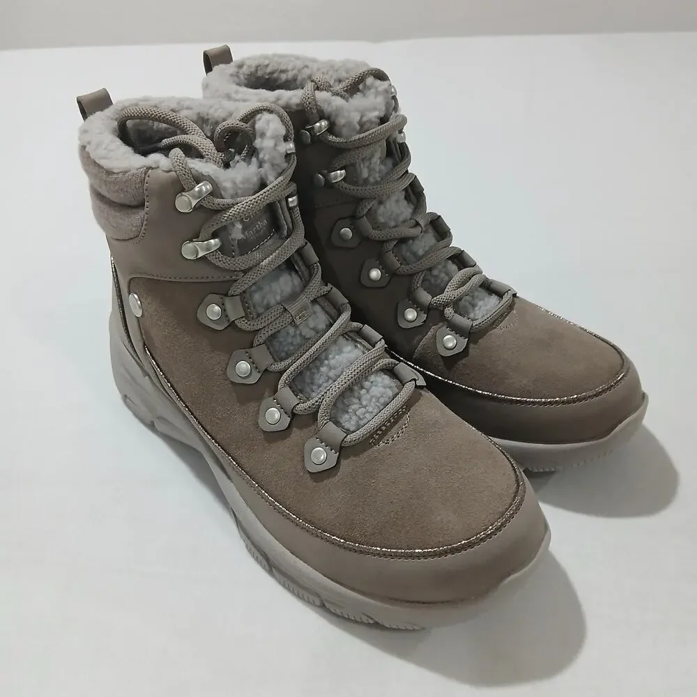 Skechers Martha Stewart Boots Womens Size 9 Taupe Fur Lined Hiking SN 188013
